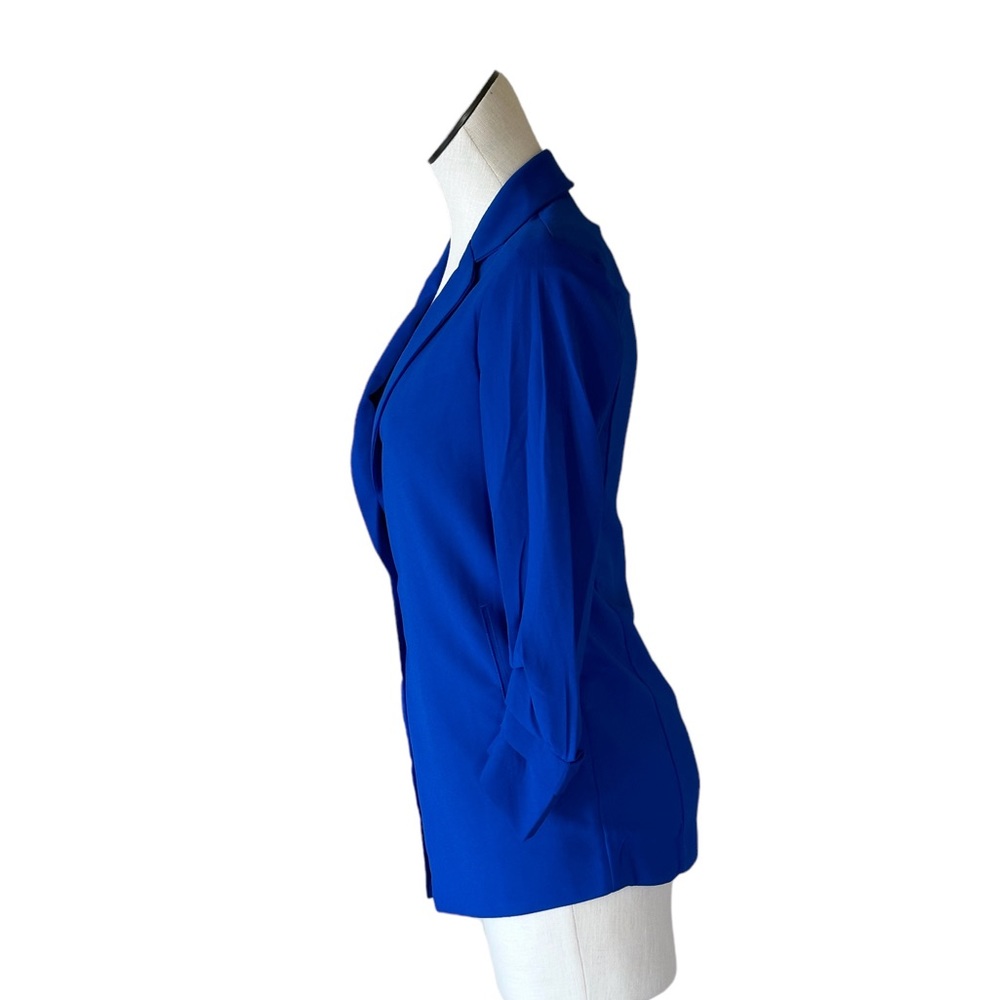 NWT PHILOSOPHY ROYAL BLUE RUCHED SLEEVE NON WRINKLE BLAZER XS - Picture 4 of 8